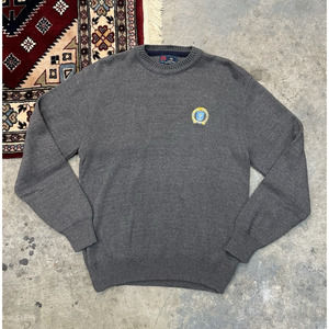 Vintage Isle of Cotton Sweater US Naval War College Mens Large Grey Made in USA